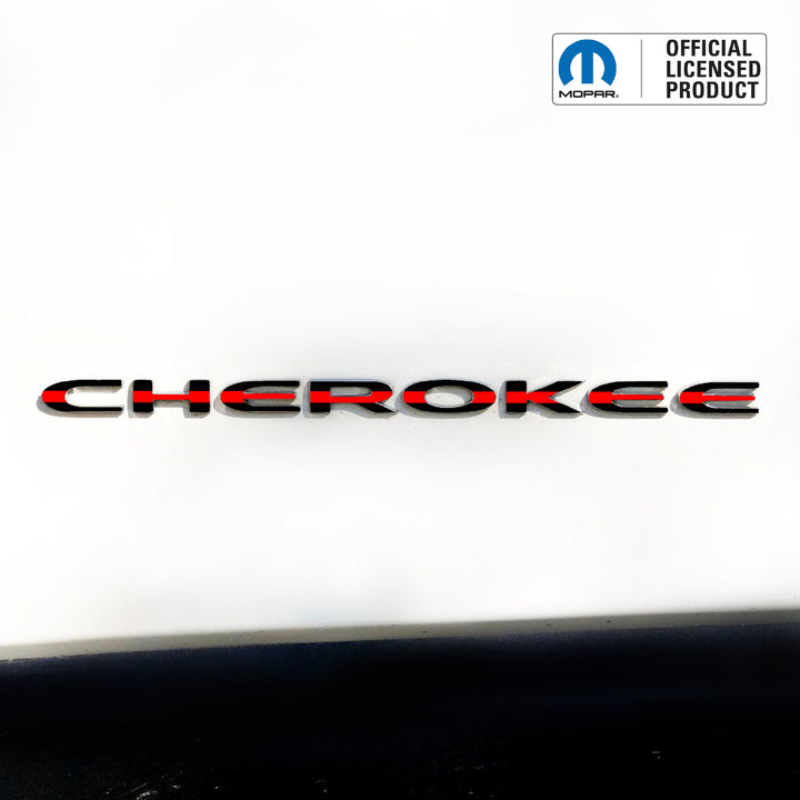 CHEROKEE Door Emblem Overlay Decals – American Flag Print Designs | Fits 2014–2025 Jeep Cherokee (Excludes Select Trims)