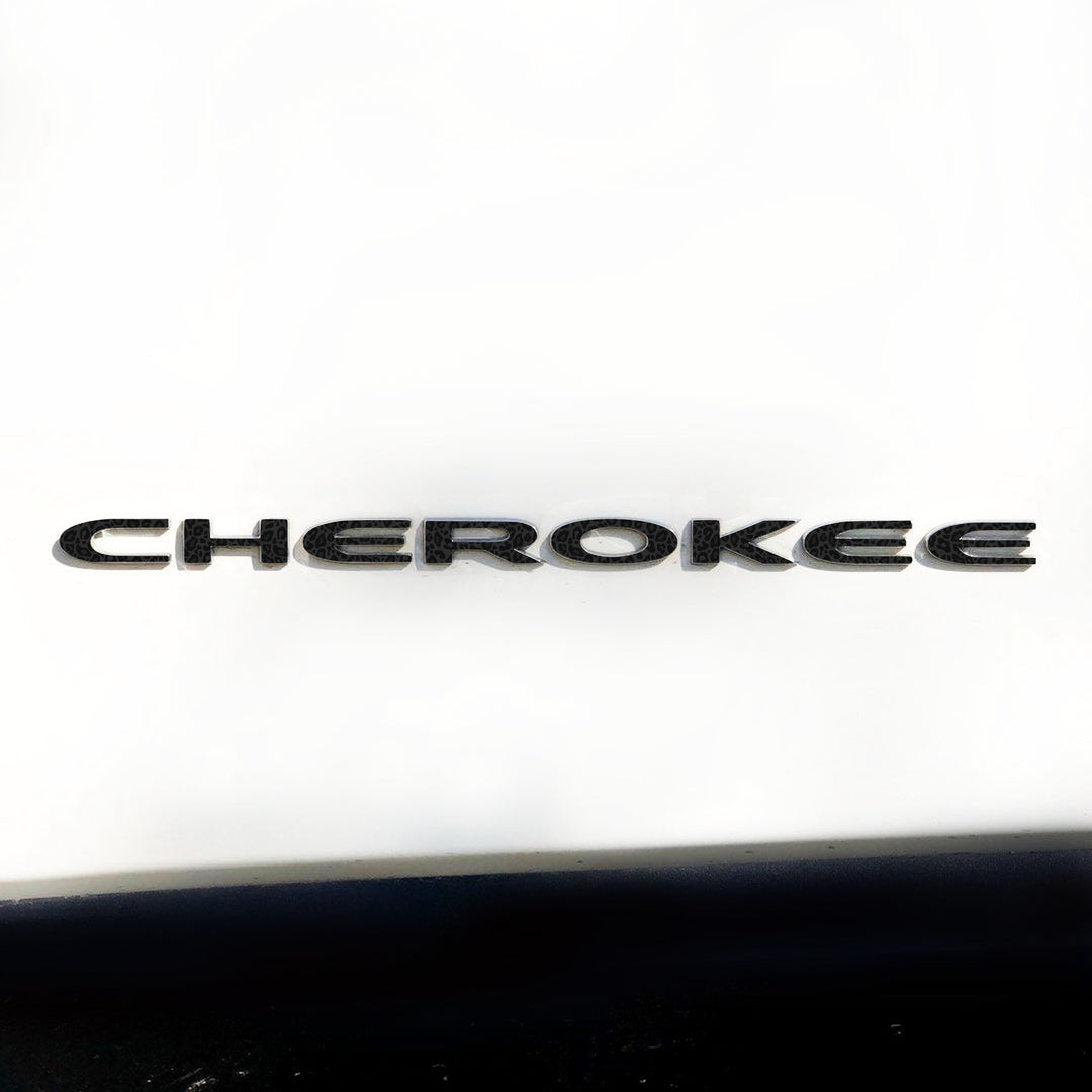 CHEROKEE Door Emblem Overlay Decals – Animal Print Designs | Fits 2014–2025 Jeep Cherokee (Excludes Select Trims)