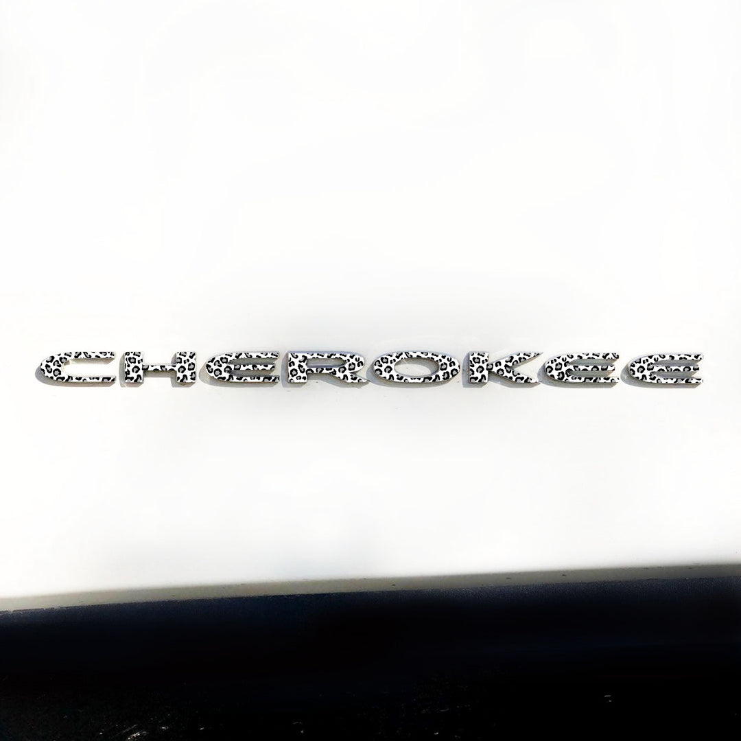 CHEROKEE Door Emblem Overlay Decals – Animal Print Designs | Fits 2014–2025 Jeep Cherokee (Excludes Select Trims)