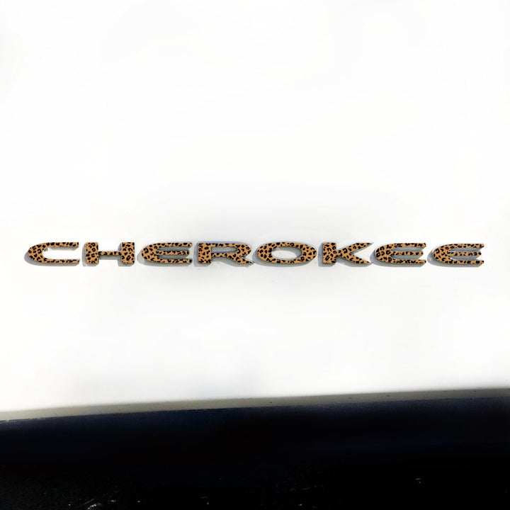 CHEROKEE Door Emblem Overlay Decals – Animal Print Designs | Fits 2014–2025 Jeep Cherokee (Excludes Select Trims)