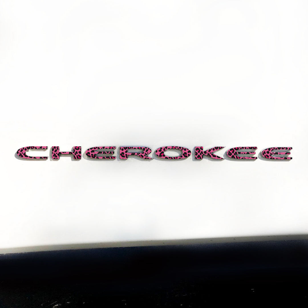CHEROKEE Door Emblem Overlay Decals – Animal Print Designs | Fits 2014–2025 Jeep Cherokee (Excludes Select Trims)