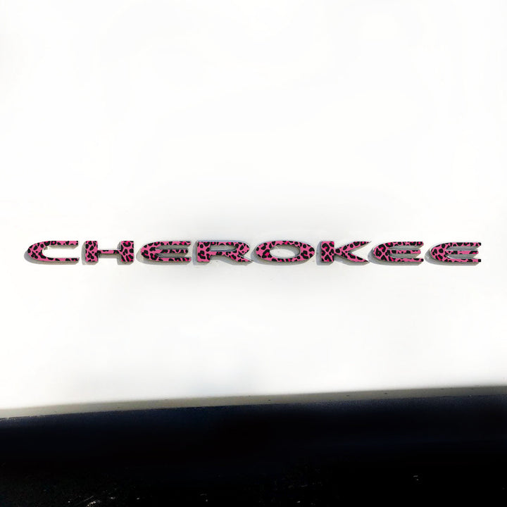 CHEROKEE Door Emblem Overlay Decals – Animal Print Designs | Fits 2014–2025 Jeep Cherokee (Excludes Select Trims)