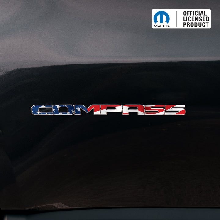 COMPASS Door Emblem Overlay Decals – American Flag Print | Fits 2011–2025 Jeep Compass