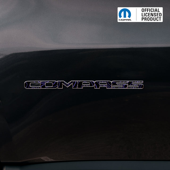 COMPASS Door Emblem Overlay Decals – Topographic Map Print | Fits 2011–2025 Jeep Compass
