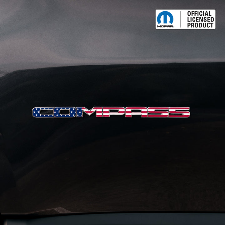 COMPASS Door Emblem Overlay Decals – American Flag Print | Fits 2011–2025 Jeep Compass