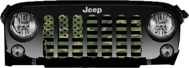 Camouflage Tactical American Flag Jeep Wrangler Grille Insert