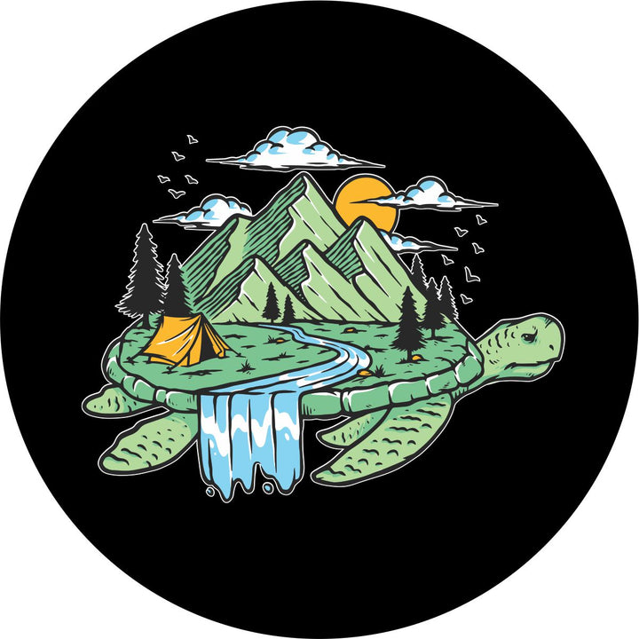 Camping on Turtle Island Unique Spare Tire Cover for Jeep, Bronco, RV, Camper, & More