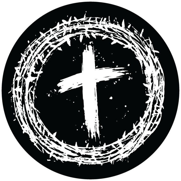 Jesus Crown of Thorns + Christian Cross Spare Tire Cover for Jeep, Bronco, RV, Camper