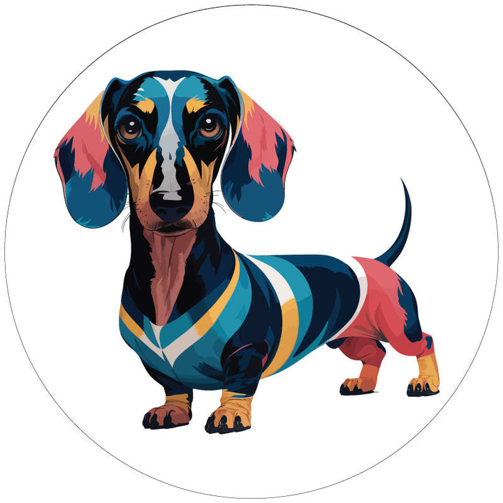 Cute Colorful Dachshund Dog Spare Tire Cover for RV, Bronco, Jeep, Camper, Van, Trailer