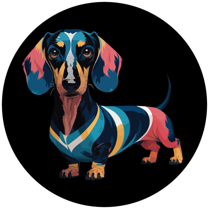 Cute Colorful Dachshund Dog Spare Tire Cover for RV, Bronco, Jeep, Camper, Van, Trailer