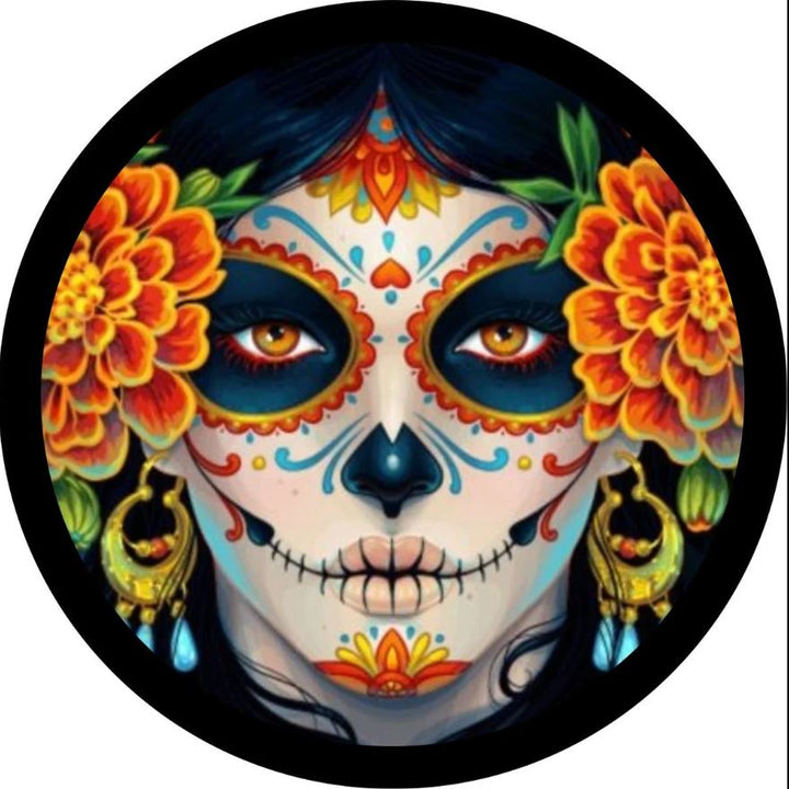 Día de los Muertos Colorful Sugar Skull Spare Tire Cover