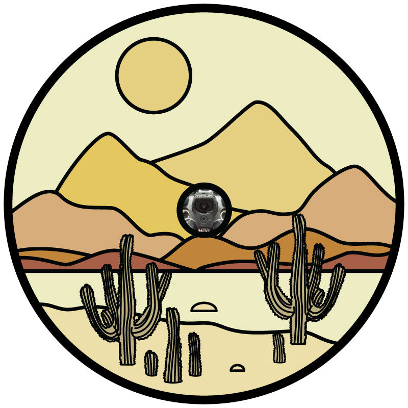 Earth Tone Desert & Cactus Mountain Landscape Spare Tire Cover for Campers, RV, Jeep, Broncos, & More