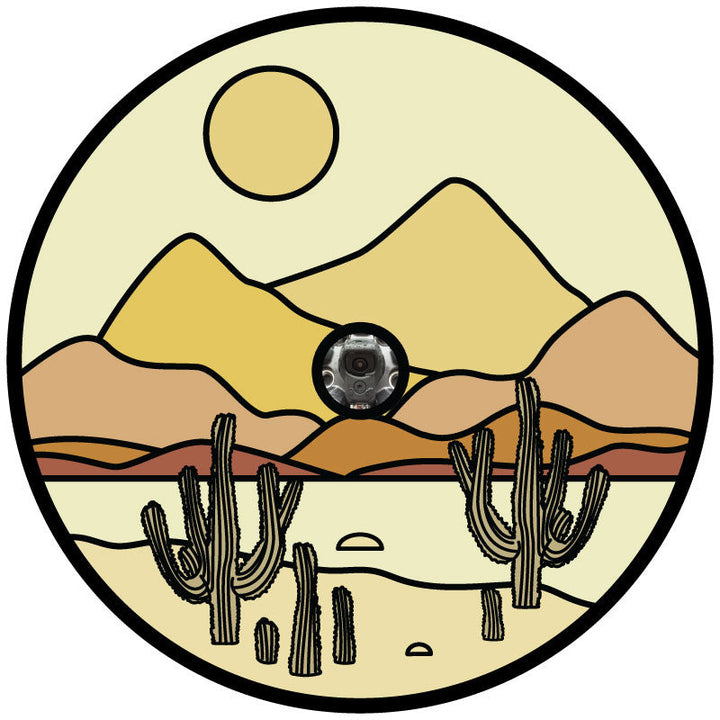 Earth Tone Desert & Cactus Mountain Landscape Spare Tire Cover for Campers, RV, Jeep, Broncos, & More