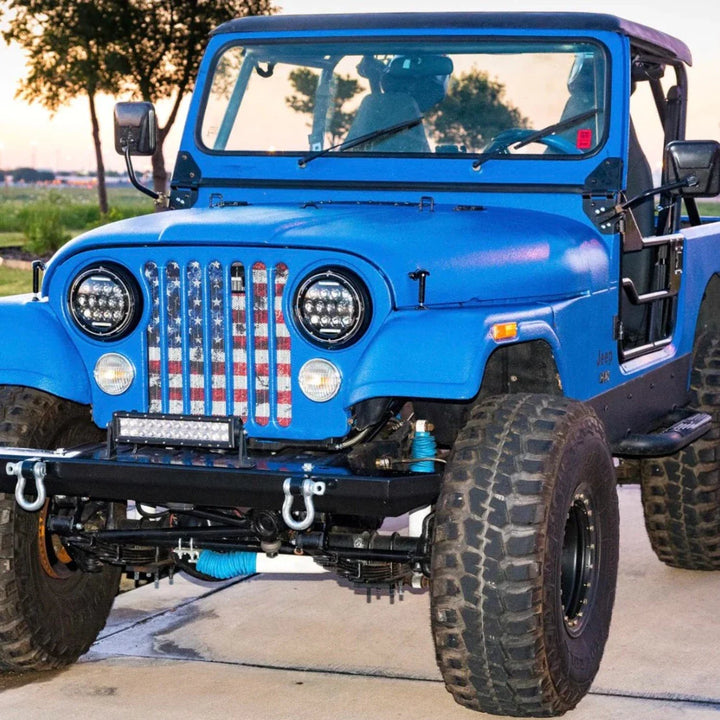 Red, White, & Blue Dirty Rustic American Flag Jeep Grille Insert