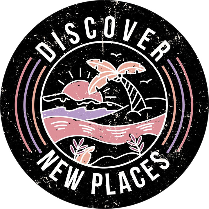 Discover New Places Retro Beach Spare Tire Cover