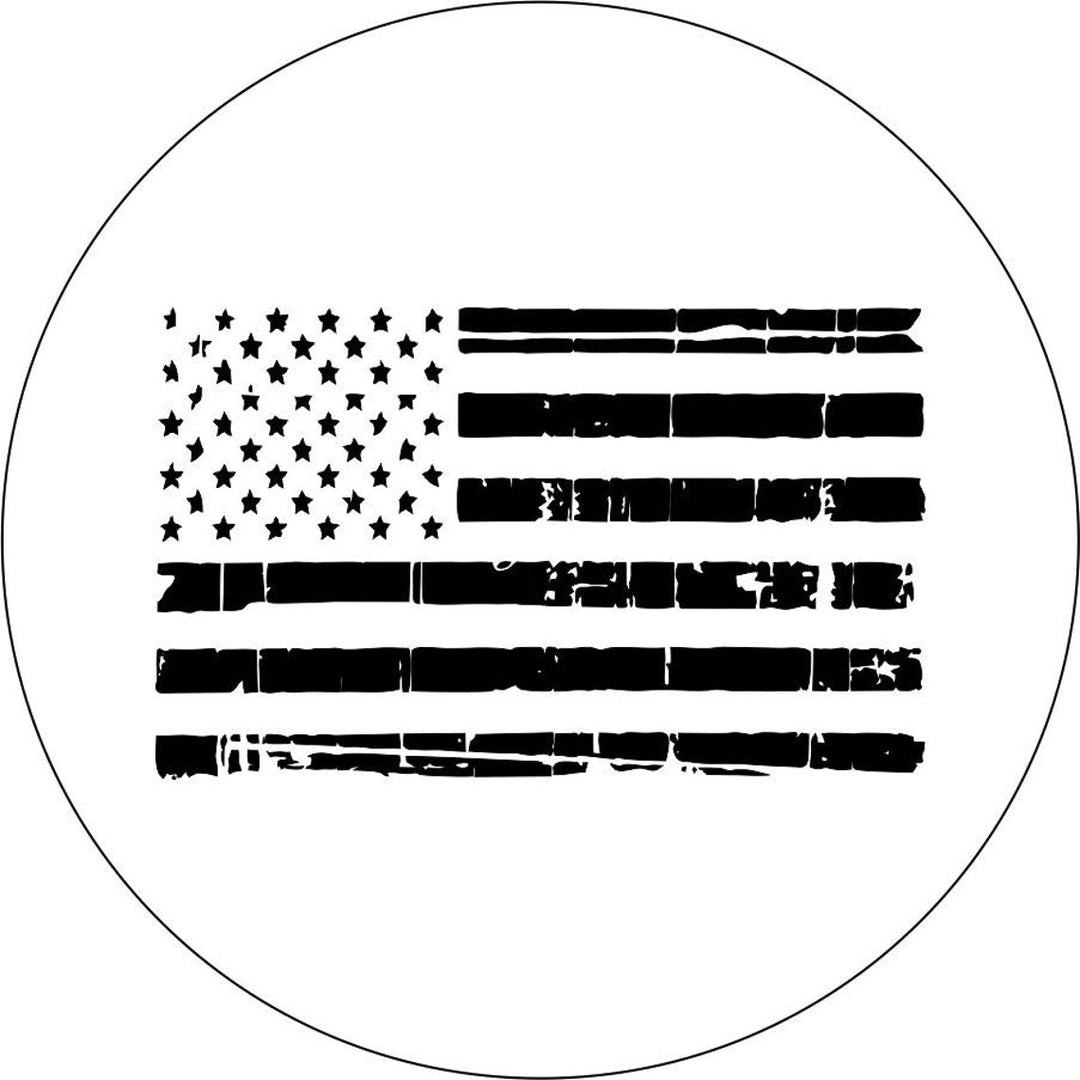 Distressed American Flag Spare Tire Cover - Customize Any Color