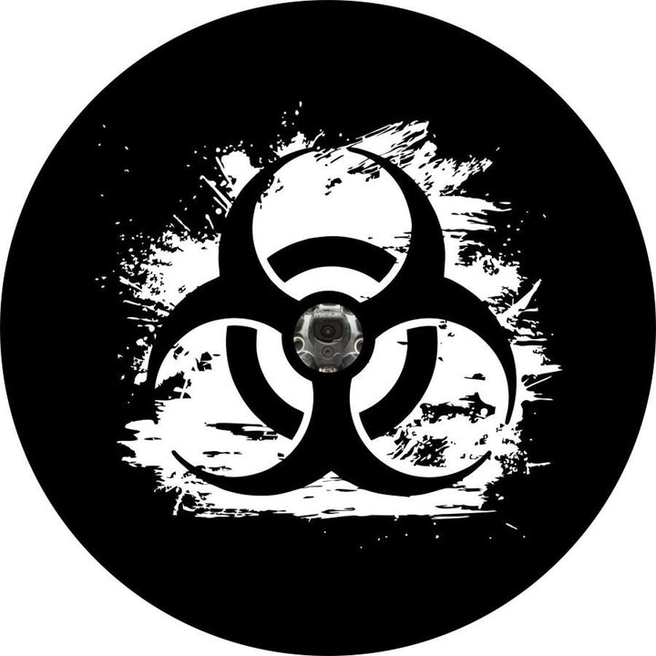 Distressed Biohazard Symbol Spare Tire Cover