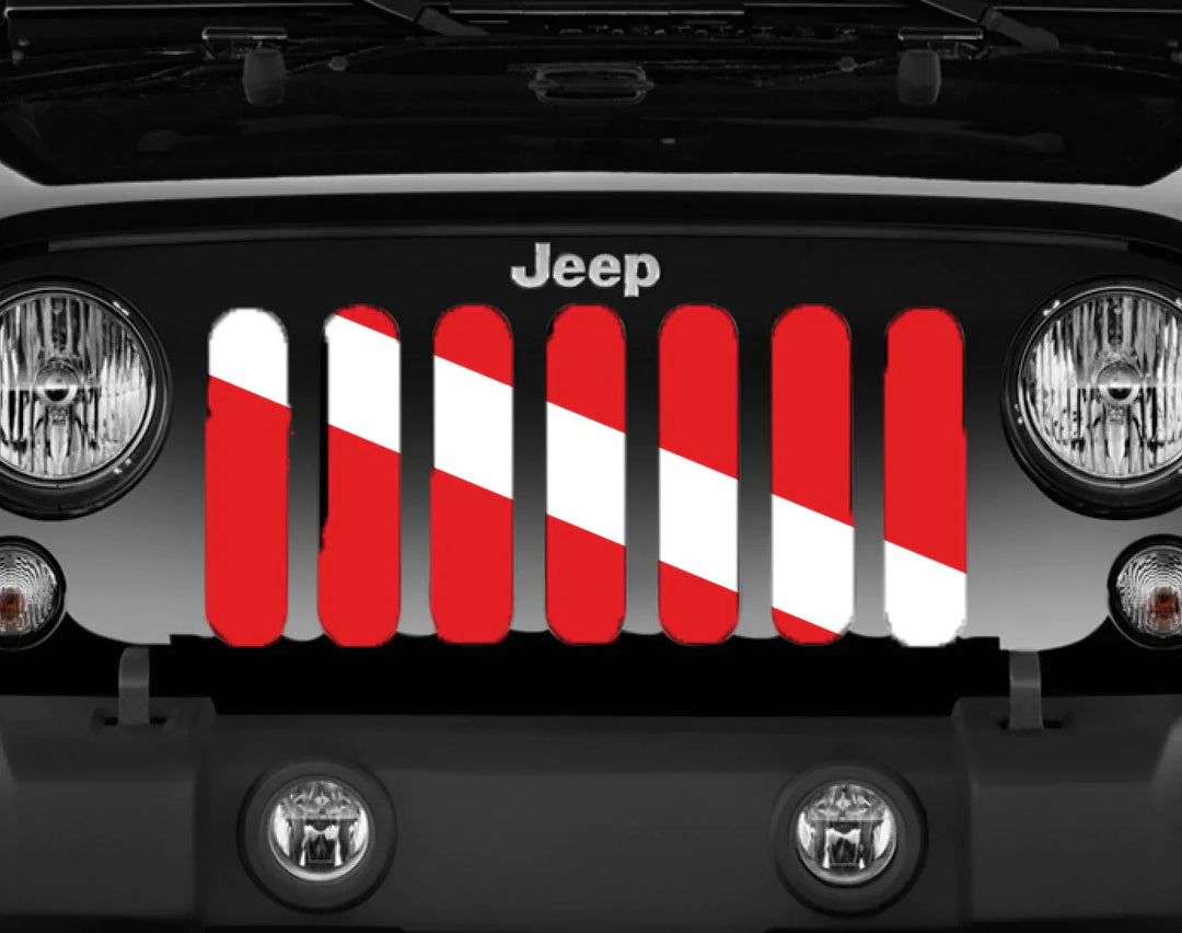 Scuba Diver Down Flag Jeep Grille Insert for Jeep Wranglers