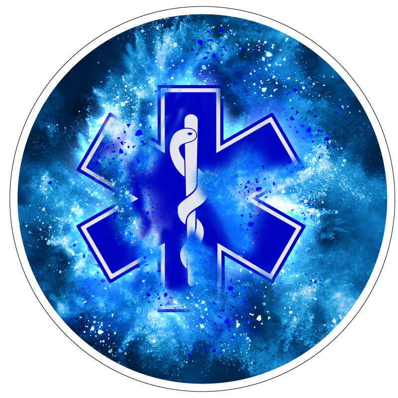 Paramedic Insignia - Blue Explosion Spare Tire Cover for Jeep, RV, camper, Bronco