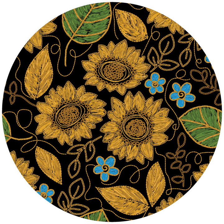 Faux Embroidered Sunflower Spare Tire Cover Design for Jeep, Bronco, Camper, RV, Vans, Trailers