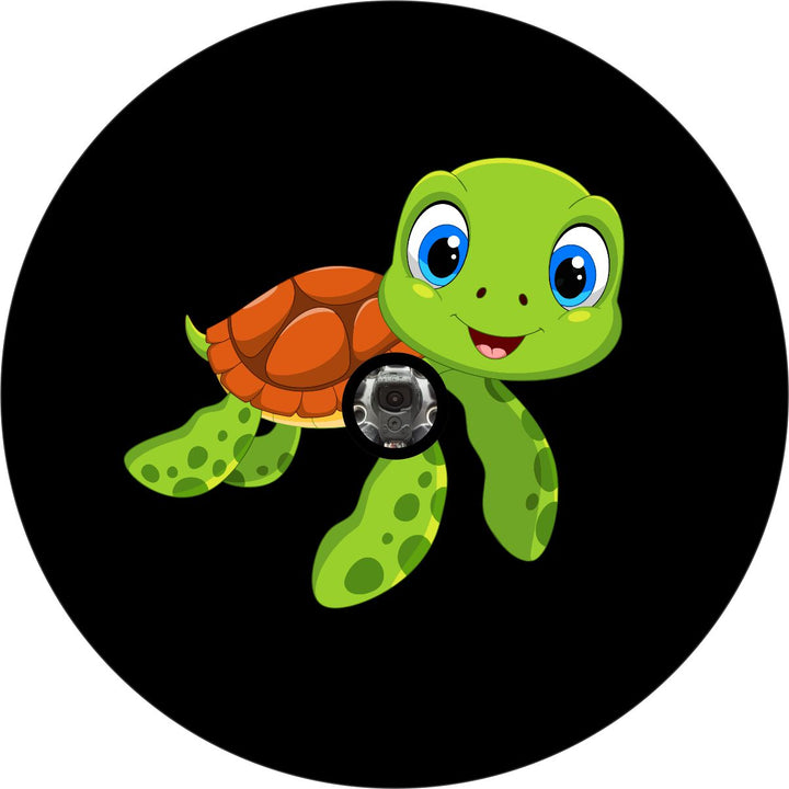 Cute Cartoon Turtle Spare Tire Cover Design for Jeep, Bronco, RV, Camper, Trailer, & More