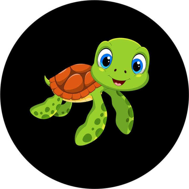 Cute Cartoon Turtle Spare Tire Cover Design for Jeep, Bronco, RV, Camper, Trailer, & More