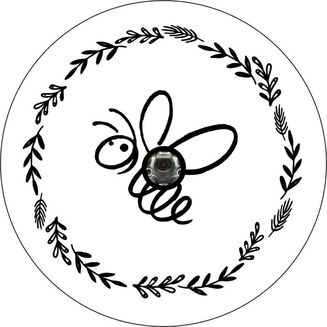 Floral Honey Bee Spare Tire Cover - Precision Fit for Jeep, Bronco, Campers, RV, & More