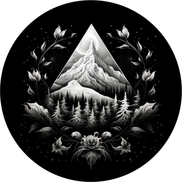 Artistic Floral Mountain Shaded Unique Spare Tire Cover for Jeep, Bronco, RV, Van, Camper, Etc.