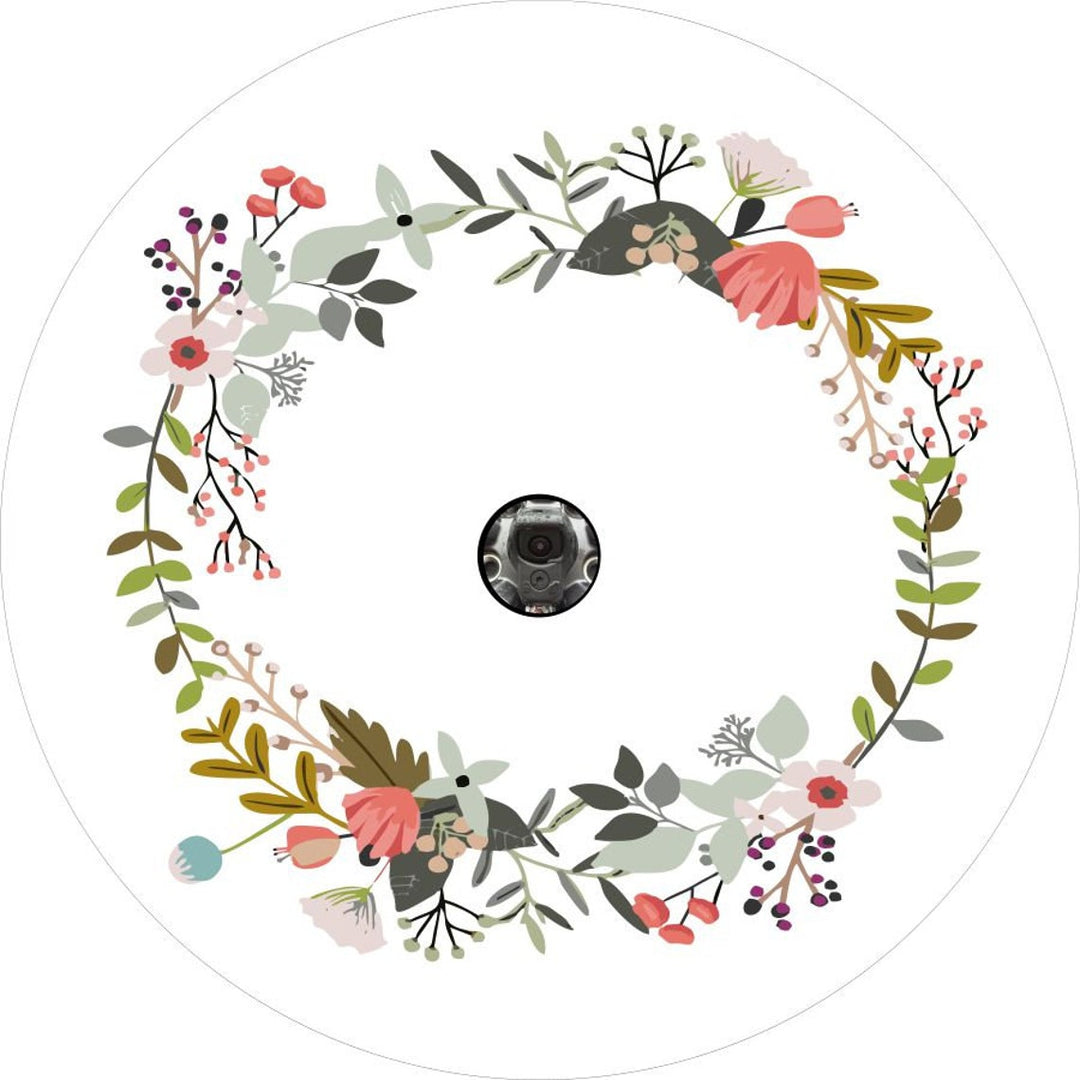 Floral Wreath Spare Tire Cover