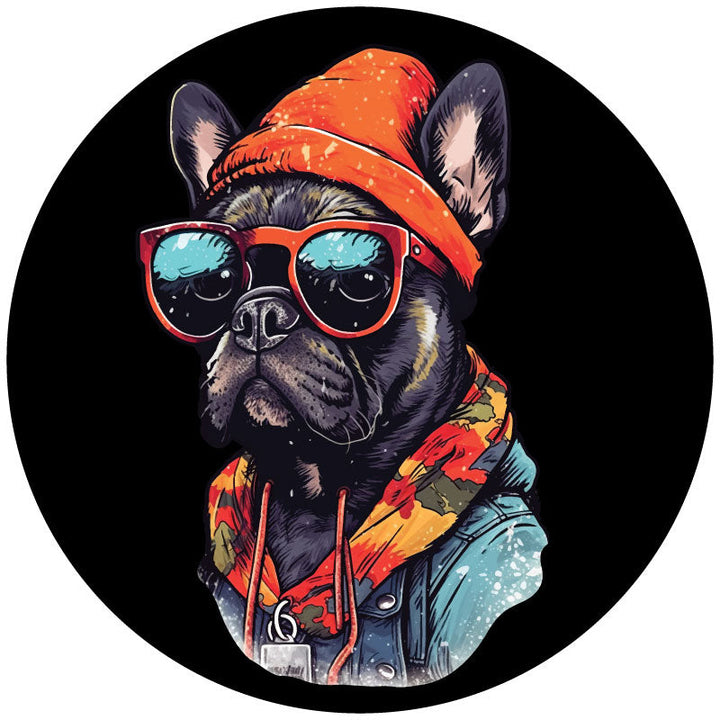 Sunglass Street Wear French Bulldog Spare TIre Cover for Jeep, Bronco, RV, Camper, Van, & More