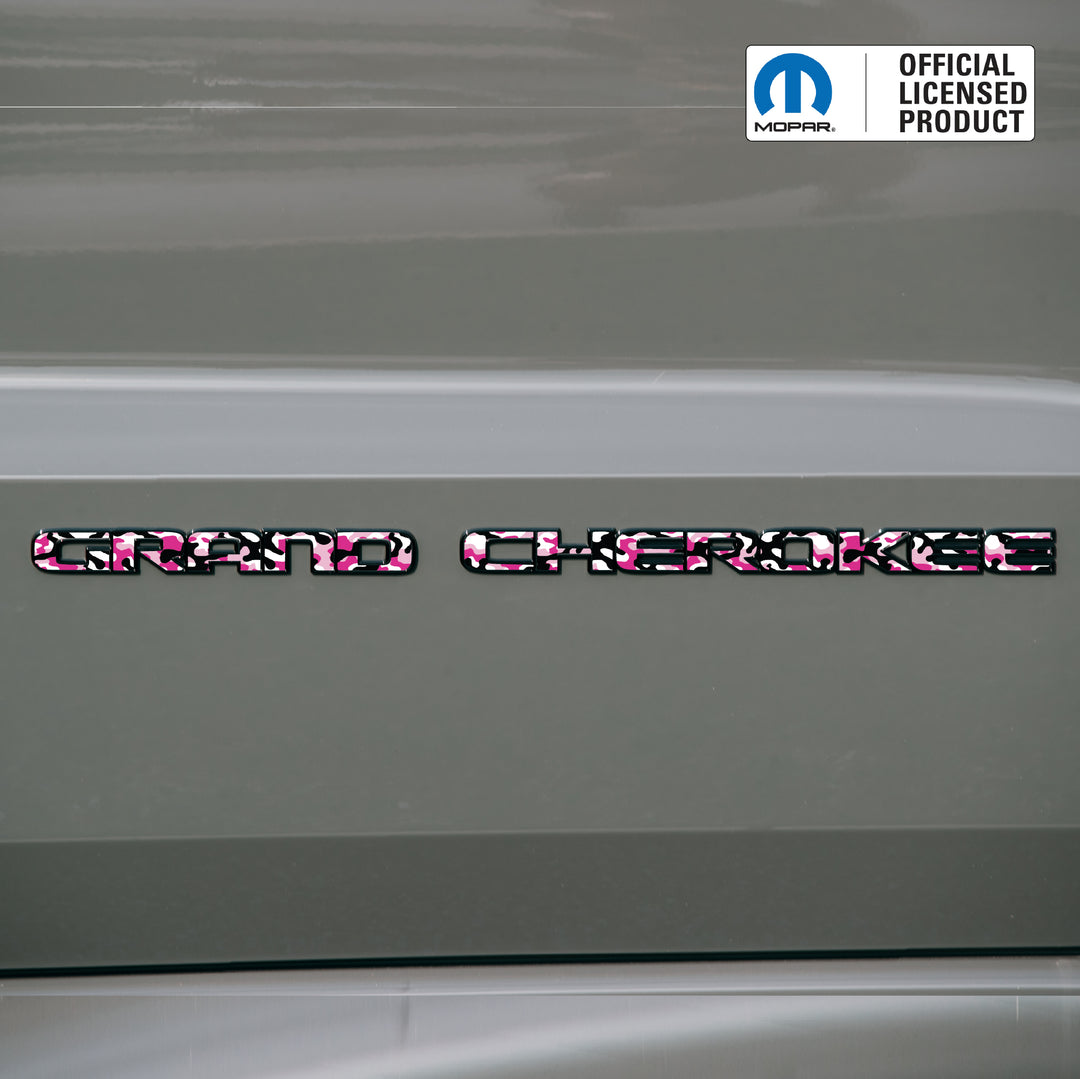 GRAND CHEROKEE Door Emblem Overlay Decals – Camo Print | Fits 2017–2022 Jeep Grand Cherokee WK2