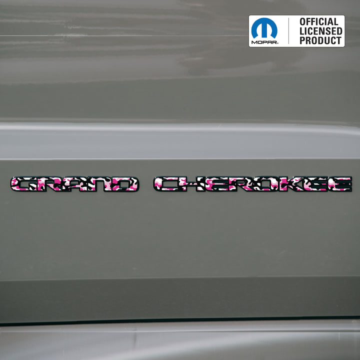 GRAND CHEROKEE Door Emblem Overlay Decals – Camo Print | Fits 2017–2022 Jeep Grand Cherokee WK2