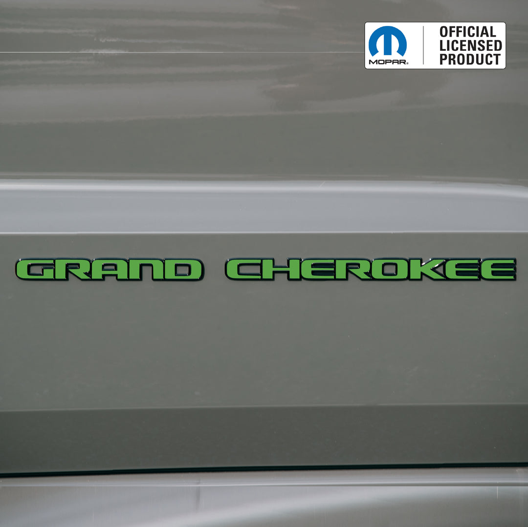 GRAND CHEROKEE Door Emblem Overlay Decals – Solid Color | Fits 2017-2022 Grand Cherokee WK2