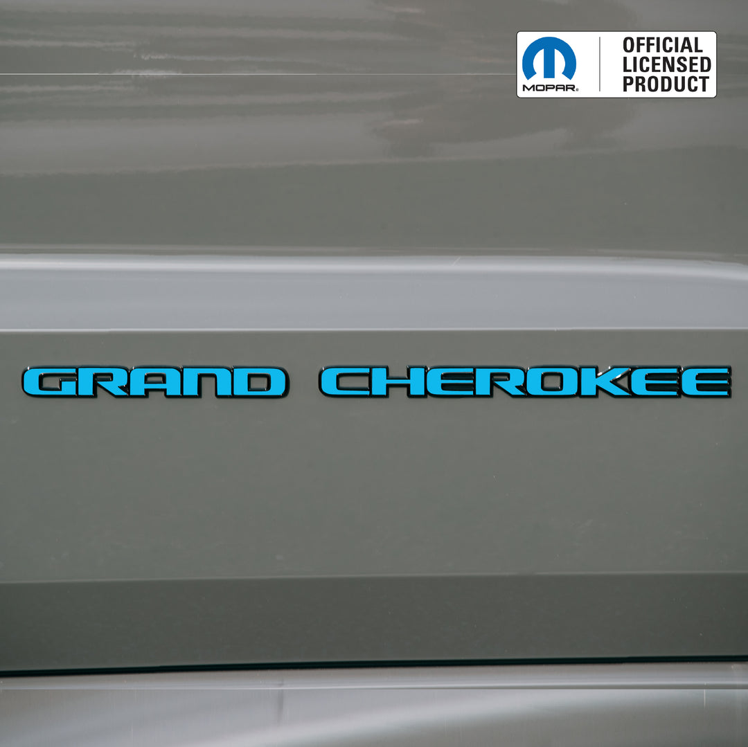 GRAND CHEROKEE Door Emblem Overlay Decals – Solid Color | Fits 2017-2022 Grand Cherokee WK2