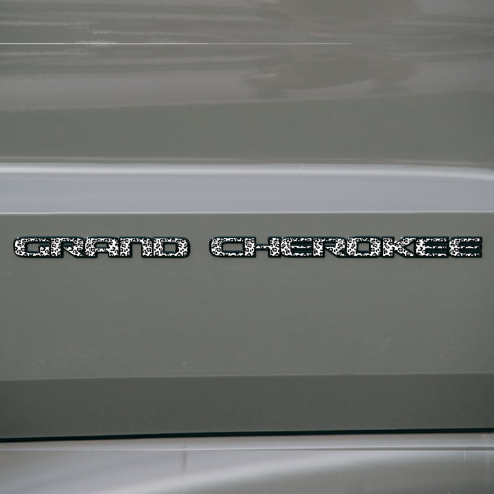 GRAND CHEROKEE Door Emblem Overlay Decals – Animal Print Designs | Fits 2017–2022 Jeep Grand Cherokee WK2