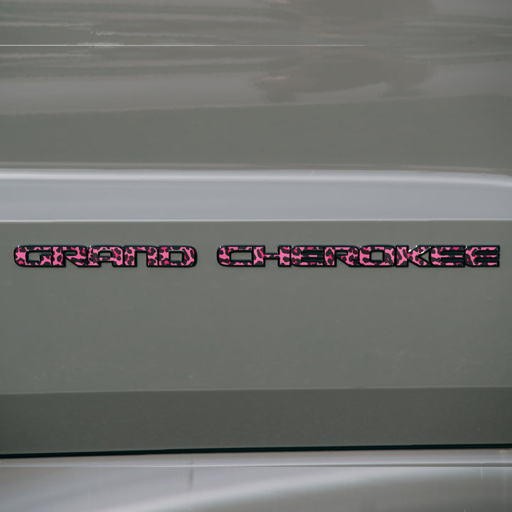 GRAND CHEROKEE Door Emblem Overlay Decals – Animal Print Designs | Fits 2017–2022 Jeep Grand Cherokee WK2