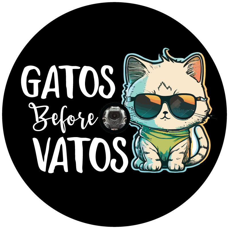 Gatos Before Vatos - Cute & Funny Spare Tire Cover - Jeep, RV, Bronco, Trailer, Camper, & More