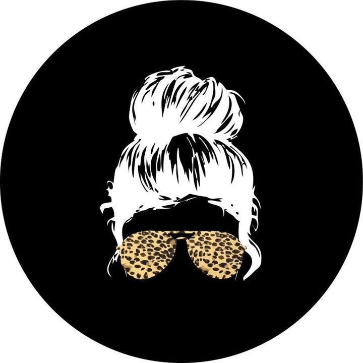 Top Knot Messy Bun + Cheetah Leopard Print Sunglasses | Spare Tire Cover