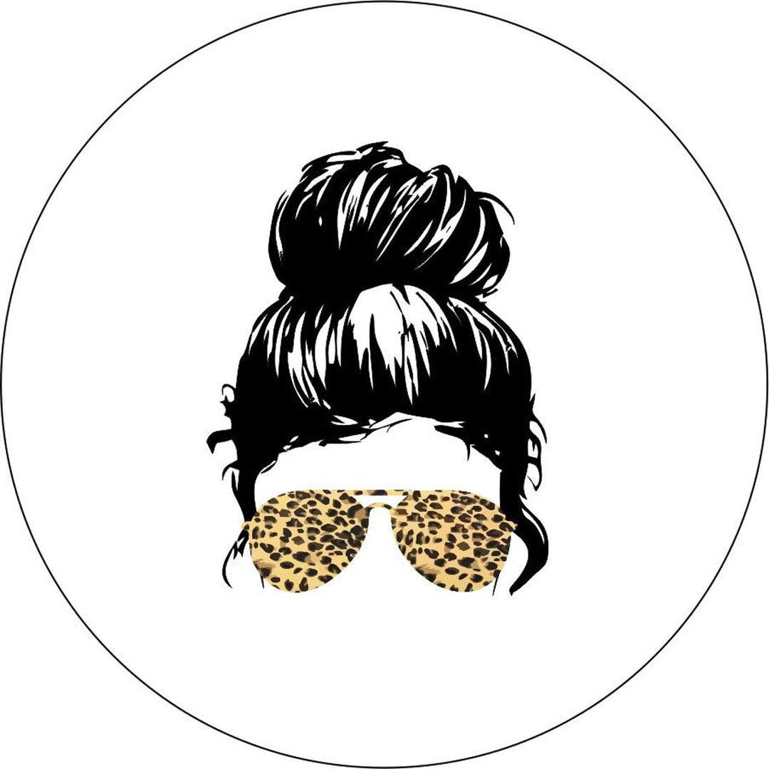 Top Knot Messy Bun + Cheetah Leopard Print Sunglasses | Spare Tire Cover