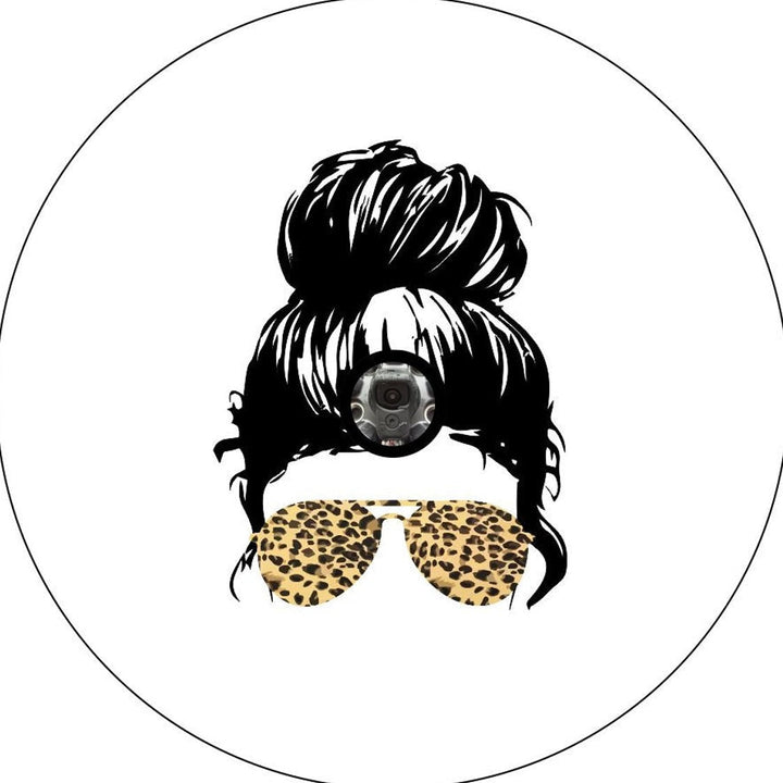 Top Knot Messy Bun + Cheetah Leopard Print Sunglasses | Spare Tire Cover