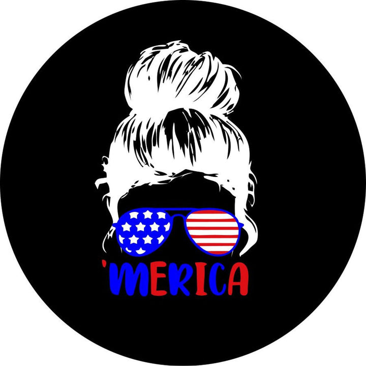 Messy Bun Girl with Sunglasses + 'Merica