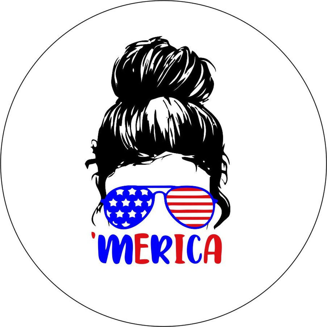 Messy Bun Girl with Sunglasses + 'Merica