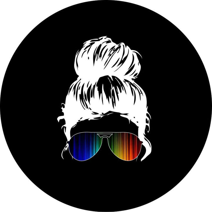 Messy Bun Girl with Rainbow Sunglasses