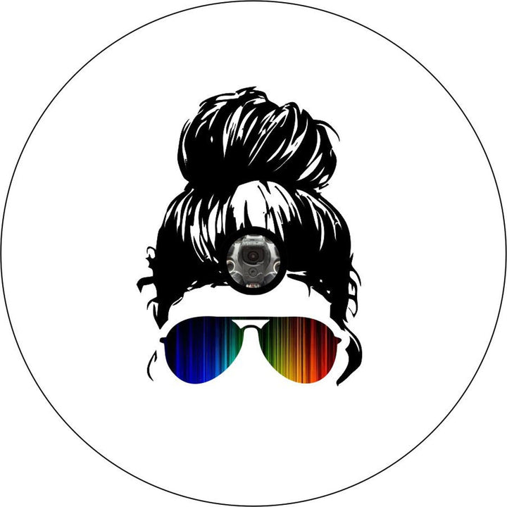 Messy Bun Girl with Rainbow Sunglasses