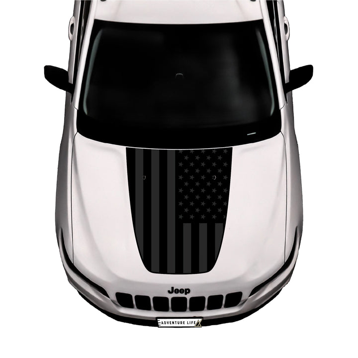 Black on Black American Flag Hood Graphic for Jeep Cherokee KL 2014-2021