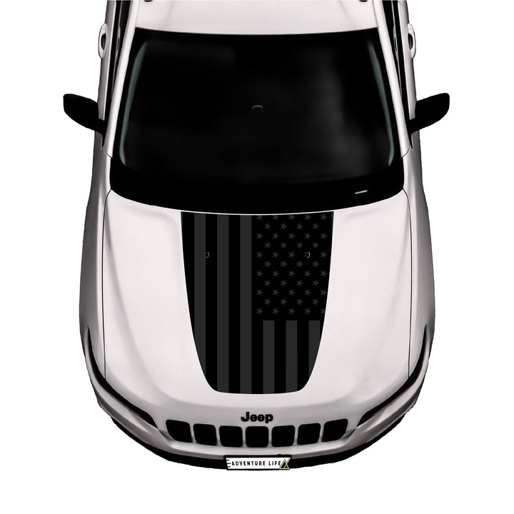Black on Black American Flag Hood Graphic for Jeep Cherokee KL 2014-2021