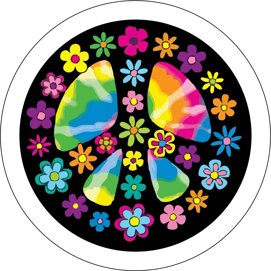 Hippie Style Peace Sign Flower Tie Dye