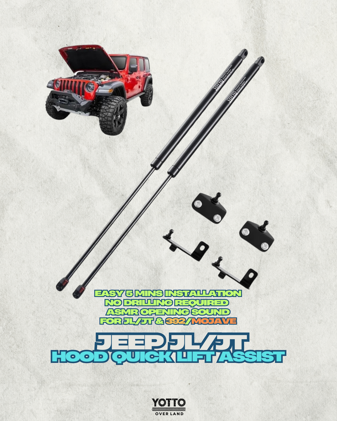 Beefy Hydraulic Hood QuickLift for JL & JT