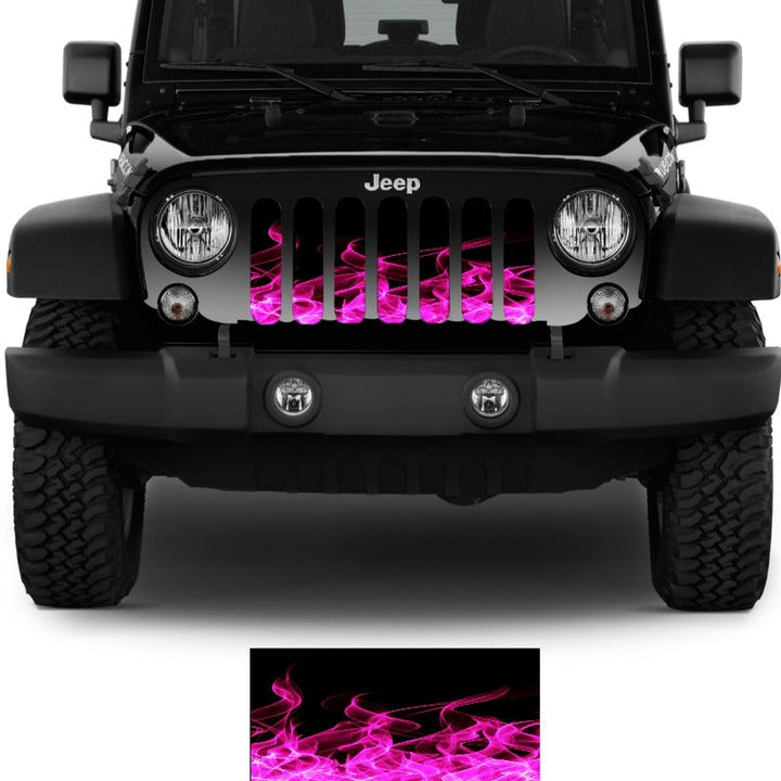 Hot Pink Flames Jeep Grille Insert