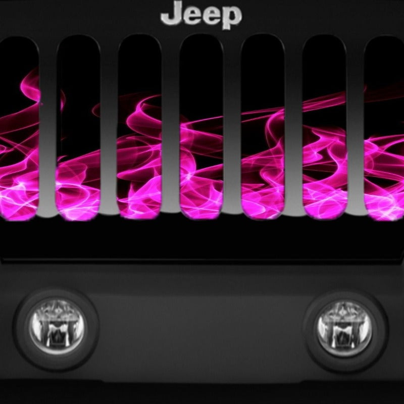 Hot Pink Flames Jeep Grille Insert